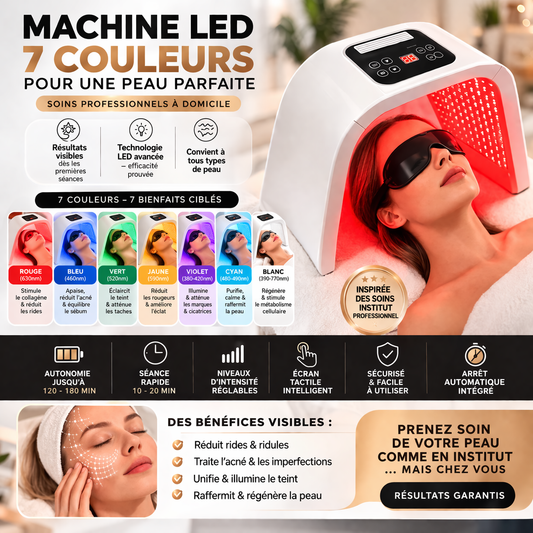 Machine LED 7 Couleurs Pliable – Soin Visage & Corps à Domicile